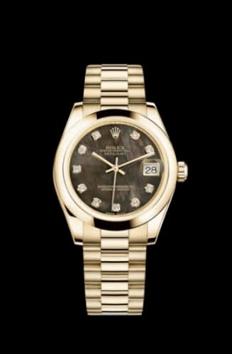 Rolex Datejust 31 Yellow Gold Domed / President / Black MOP
