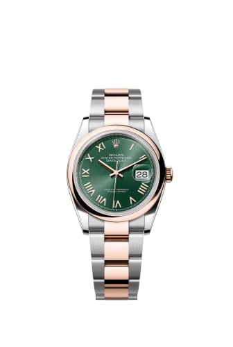 Rolex Datejust 36 Stainless Stainless Steel - Everose - Domed / Mint Green Roman / Oyster