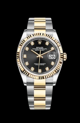 Rolex Datejust 36 Stainless Steel / Yellow Gold / Fluted / Black Diamond / Oyster