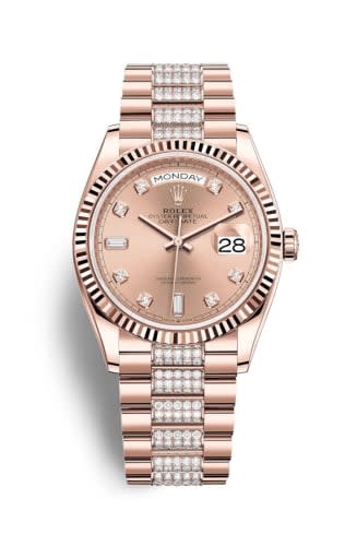 Rolex Day-Date 36 Everose Gold / Fluted / Rose-Diamond / President-Diamond
