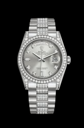 Rolex Day-Date 36 White Gold Diamonds / President Diamond / Silver Diamond