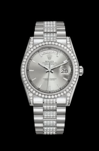 Rolex Day-Date 36 White Gold Diamonds / President Diamond / Silver