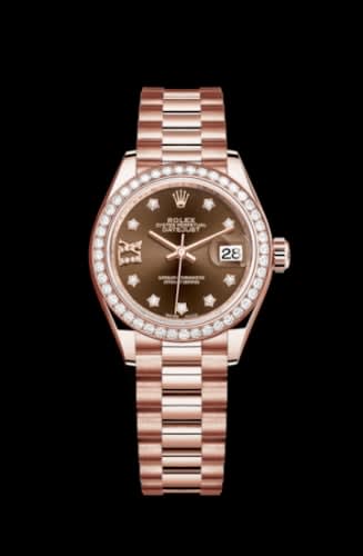 Rolex Lady-Datejust 28 Everose Diamond / President / Chocolate Diamond