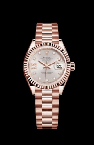 Rolex Lady-Datejust 28 Everose Fluted / President/ Sundust Diamond