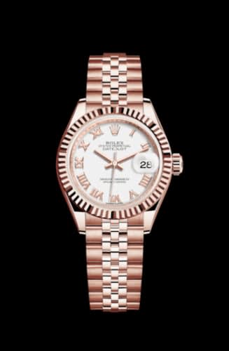 Rolex Lady-Datejust 28 Everose Fluted / Jubilee / White Roman