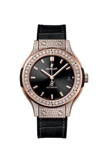 Hublot Classic Fusion 38 King Gold - Pavé / Black / Alligator