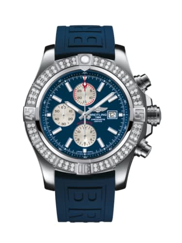 Breitling Super Avenger II Stainless Steel / Diamond / Mariner Blue / Rubber / Pin