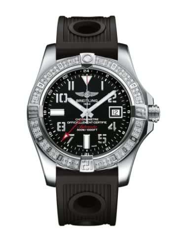 Breitling Avenger II GMT Stainless Steel / Diamond / Volcano Black / Rubber