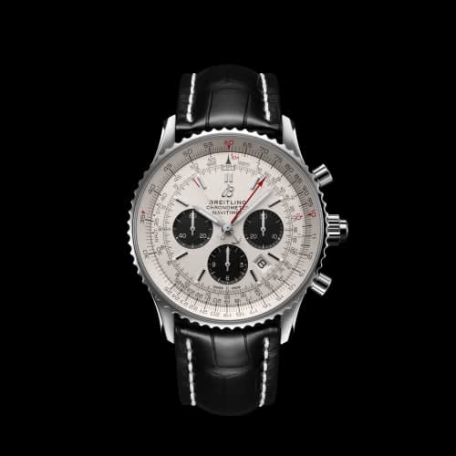 Breitling Navitimer Rattrapante Stainless Steel / Silver / Croco / Folding