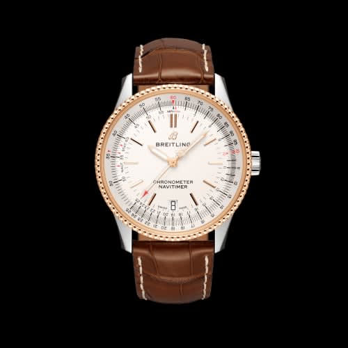Breitling Navitimer 1 38 Automatic Stainless Steel / Red Gold / Silver / Croco / Folding