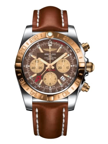 Breitling Chronomat 44 GMT Stainless Steel / Rose Gold / Metallica Brown / Calf