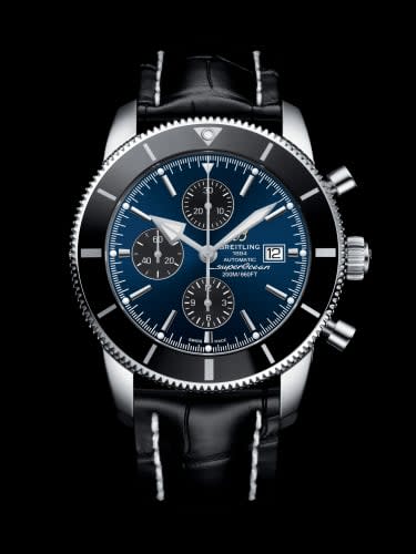 Breitling Superocean Heritage II 46 Chronograph Stainless Steel / Black / Blue / Croco / Pin