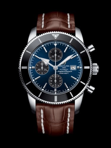 Breitling Superocean Heritage II 46 Chronograph Stainless Steel / Black / Blue / Croco / Folding