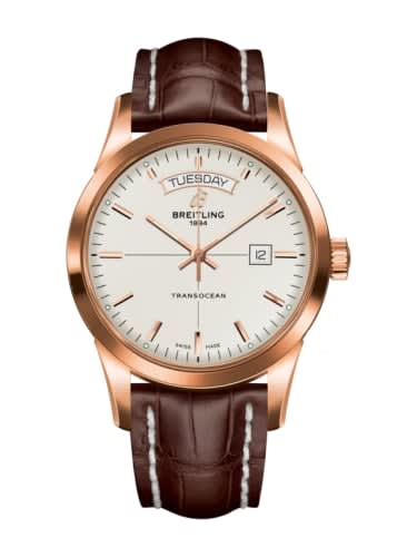 Breitling Transocean Day &amp; Date Red Gold / Silver / Croco / Pin