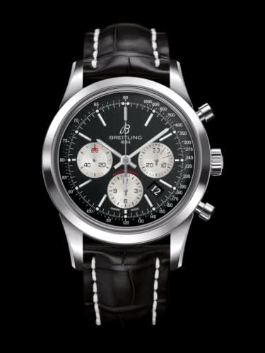 Breitling Transocean Chronograph Stainless Steel / Reverse Panda / Croco / Pin