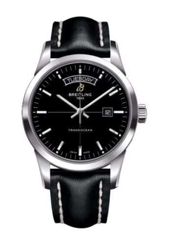 Breitling Transocean Day &amp; Date Stainless Steel / Black / Calf / Pin
