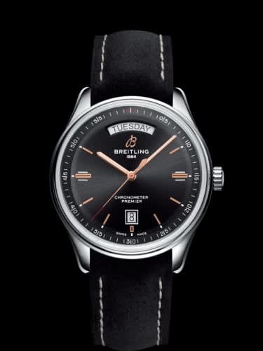 Breitling Premier Automatic Day &amp; Date 40 Stainless Steel / Black / Nubuck Black / Tang