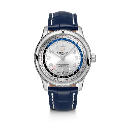 Breitling Navitimer 8 B35 Automatic Unitime 43 Stainless Steel / Silver / Blue Croco