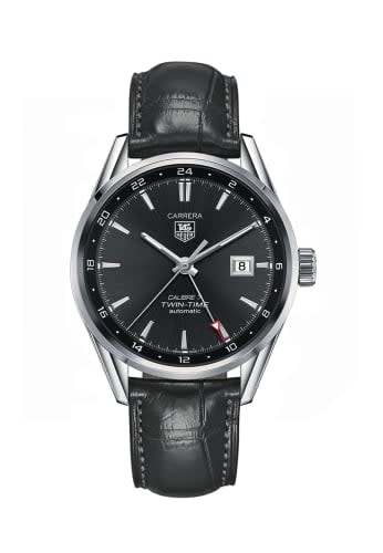 TAG Heuer Calibre 7 Twin Time Stainless Steel / Grey / Alligator