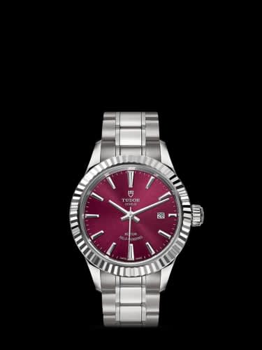 Tudor Style 28 Stainless Steel / Fluted / Burgundy / Bracelet