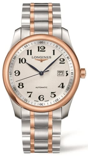 Longines Master Collection 40 Date Stainless Steel / Pink Gold / Silver-Arabic Bracelet
