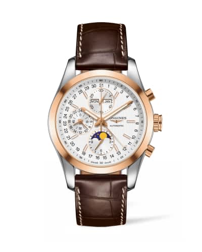 Longines Conquest Classic Moonphase Stainless Steel - Red Gold / Silver