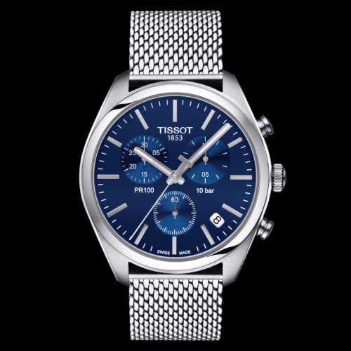Tissot PR 100 Chronograph Quartz 41 Stainless Steel / Blue / Milanese
