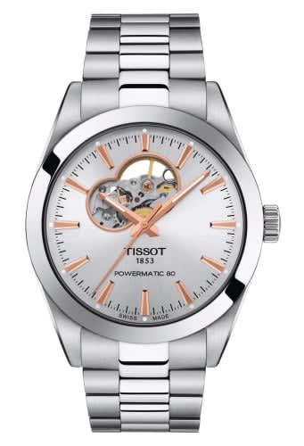 Tissot Gentleman Powermatic Open Heart Stainless Steel / Silver / Bracelet