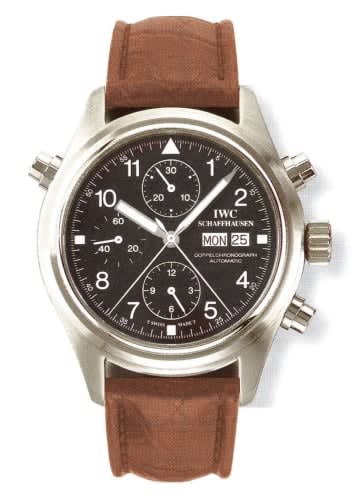 IWC Schaffhausen Pilot's Watch Doppelchronograph Stainless Steel / Black / German / Strap