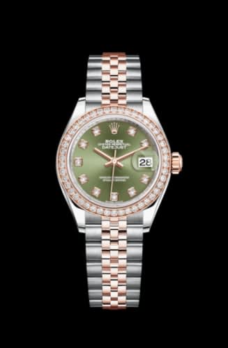 Rolex Lady-Datejust 28 Rolesor Rose Diamond / Jubilee / Olive Diamond