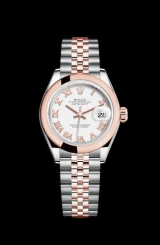Rolex Lady-Datejust 28 Rolesor Rose Domed / Jubilee / White Roman