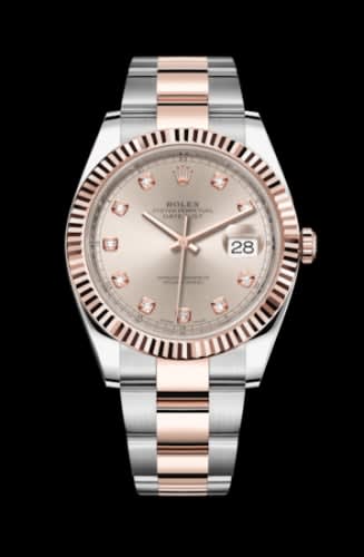 Rolex Datejust 41 Rolesor Everose Fluted / Oyster / Sundust - Diamond