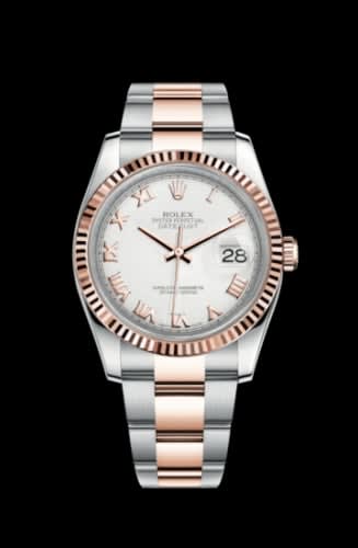 Rolex Datejust 36 Rolesor Everose Fluted / Oyster / White Roman