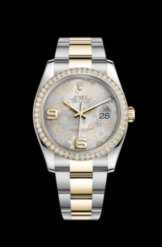 Rolex Datejust 36 Rolesor Yellow Diamond / Oyster / Silver Floral