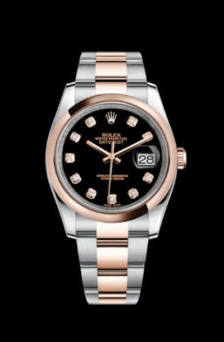 Rolex Datejust 36 Rolesor Everose Domed / Oyster / Black Diamond