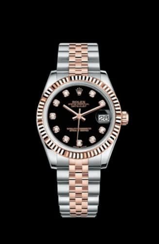 Rolex Datejust 31 Rolesor Everose Fluted / Jubilee / Black Diamond