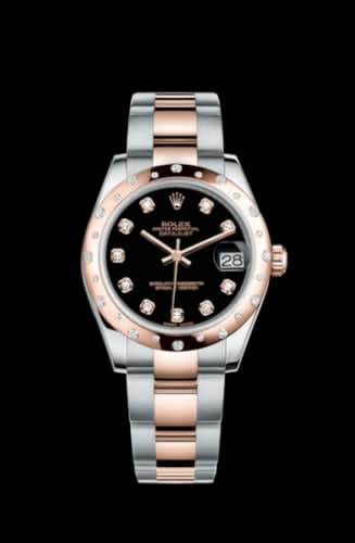Rolex Datejust 31 Rolesor Everose Domed Diamond / Oyster / Black Diamond