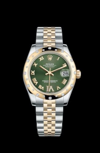 Rolex Datejust 31 Rolesor Yellow Domed Diamond / Jubilee / Olive Roman