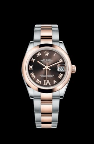 Rolex Datejust 31 Rolesor Everose Domed / Oyster / Chocolate Roman