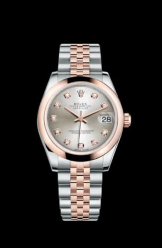 Rolex Datejust 31 Rolesor Everose Domed / Jubilee / Silver Diamonds