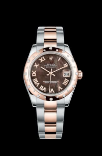 Rolex Datejust 31 Rolesor Everose Domed Diamond / Oyster / Black MOP Roman