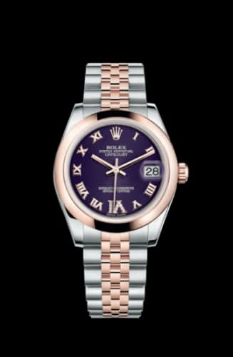 Rolex Datejust 31 Rolesor Everose Domed / Jubilee / Purple Roman