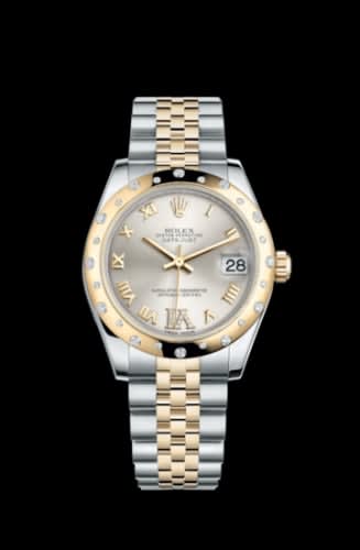 Rolex Datejust 31 Rolesor Yellow Domed Diamond / Jubilee / Silver Roman