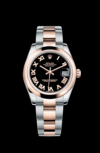 Rolex Datejust 31 Rolesor Everose Domed / Oyster / Black Roman