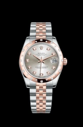 Rolex Datejust 31 Rolesor Everose Domed Diamond / Jubilee / Silver Diamond