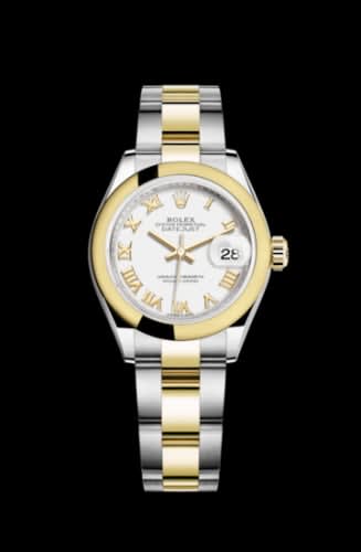 Rolex Lady-Datejust 28 Rolesor Yellow Domed / Oyster / White Roman