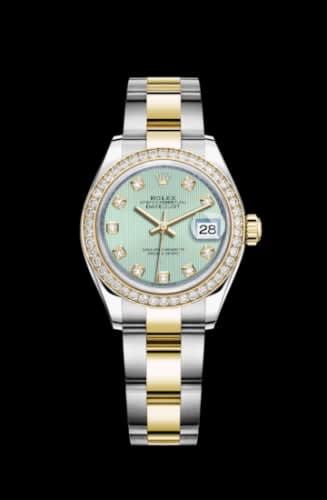 Rolex Lady-Datejust 28 Rolesor Yellow Diamond / Oyster / Mint Green Diamond