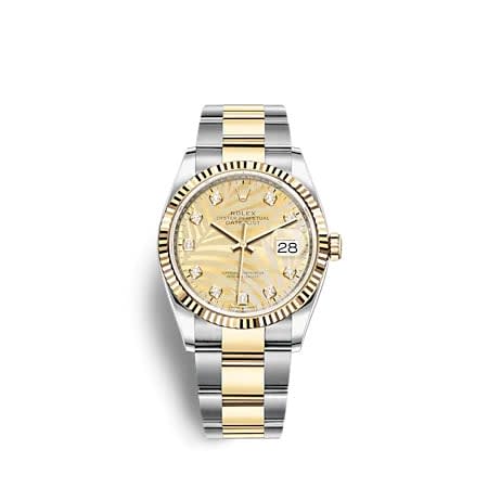 Rolex Datejust 36 Stainless Steel - Yellow Gold - Fluted / Champagne - Palm - Diamond / Oyster