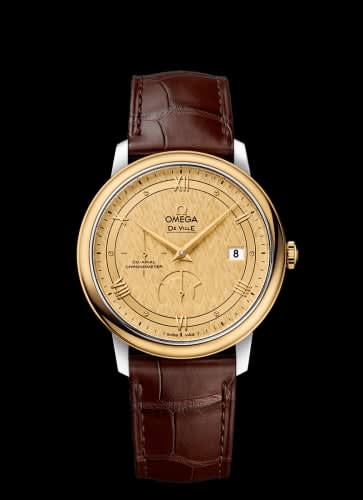 Omega De Ville Prestige Co-Axial 39.5 Power Reserve Stainless Steel / Yellow Gold / Vintage Champagne Silk