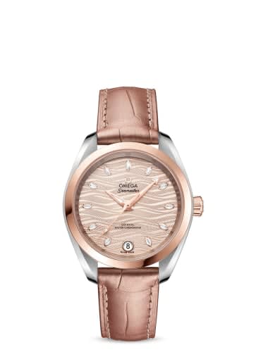 Omega Seamaster Aqua Terra 150M Master Chronometer 34 Stainless Steel / Sedna Gold / Grey - Diamond / Alligator